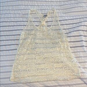 Charlotte Russe Cream Lace Tank Top